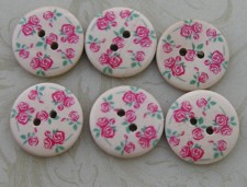 Floral Wood Buttons S309 3/4